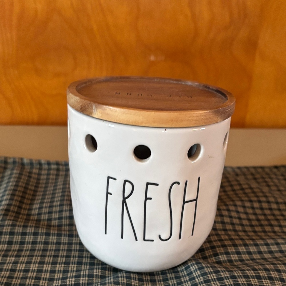 Rae Dunn White Ceramic Canister with Script Logo